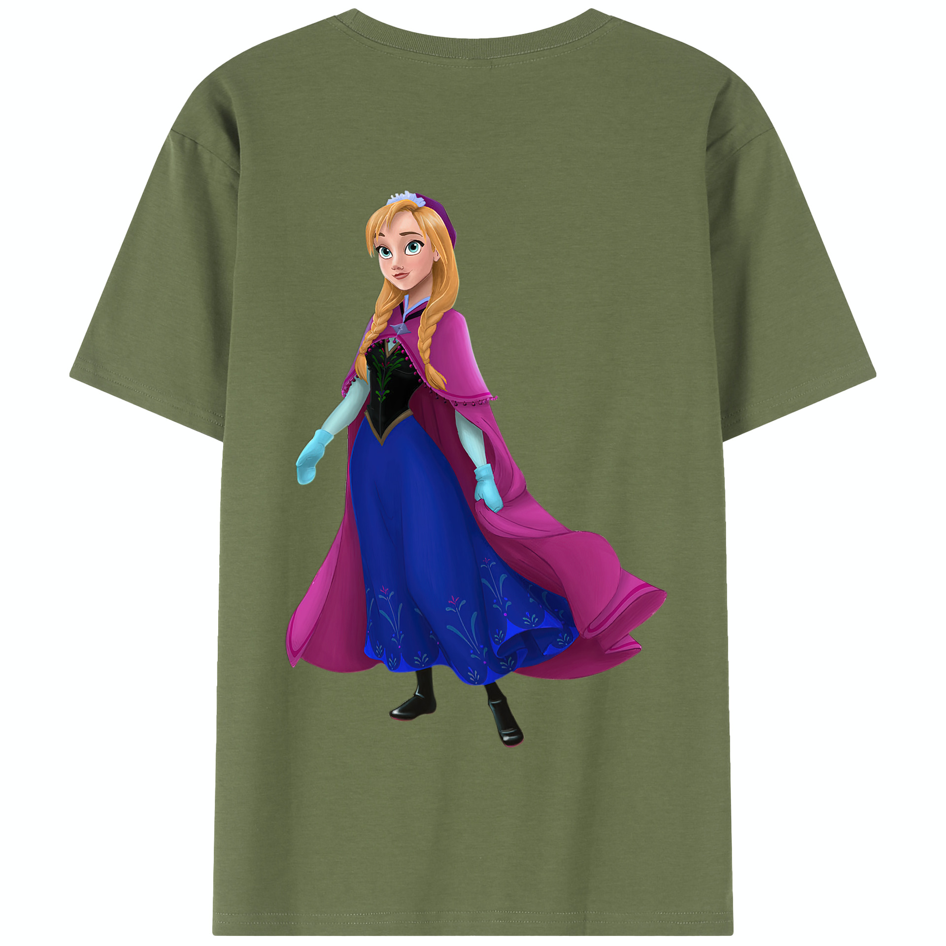 （画像用） アナと雪の女王 アンナ エルサ Frozen Anna Elsa 綿100％半袖Tシャツ（背面プリント）